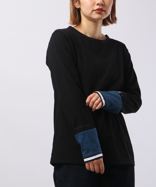 Emago 後ろ切り替えロンＴ 生成 Emago（イマゴ） tシャツ 袖切替えロングスリーブ レディース