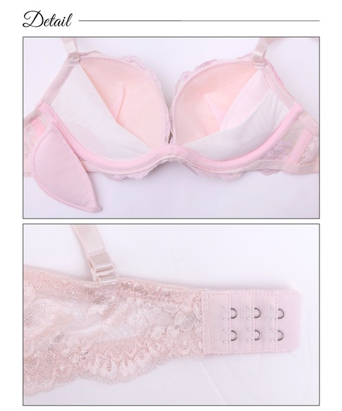 ブラジャー ショーツセット 「最強盛り」2wayパッド パステル レース ヌーディー ブラジャー ＆ バック透け フルバック ショーツ | ブランド登録なし | 09