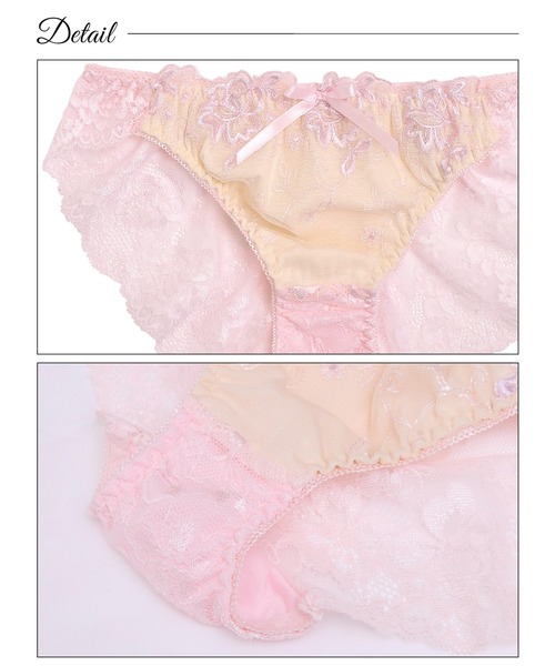 ブラジャー ショーツセット 「最強盛り」2wayパッド パステル レース ヌーディー ブラジャー ＆ バック透け フルバック ショーツ | ブランド登録なし | 10