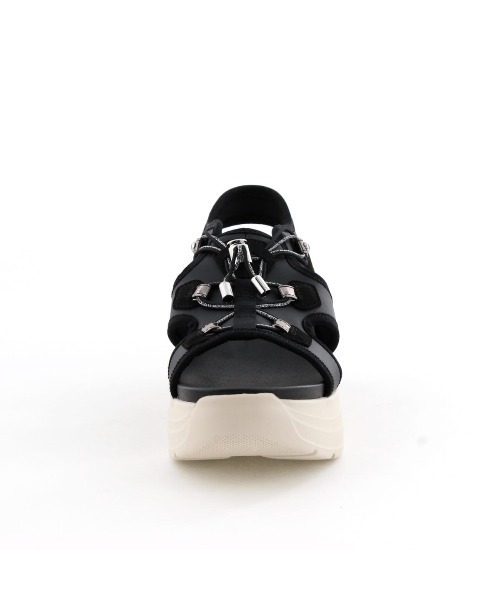 HIMIKO スポーツサンダル 、ニットブラック 、シルバー、厚底 HIMIKO スポーツサンダル 、ニットブラック 、シルバー、厚底