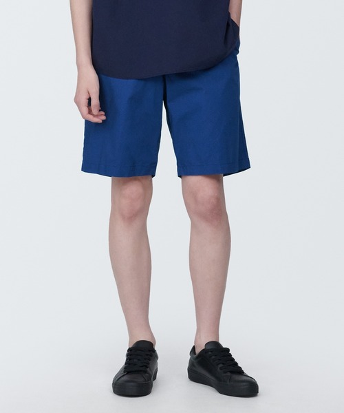 BARBA★新品バルバ 後染ネイビー１プリーツ入りコットンショートパンツ 32 ショートパンツ BAKER SHORT PANTS
