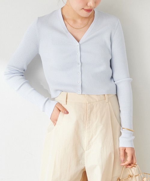 plage カーディガン V-Neck Cropped レディース : ZOZOTOWN