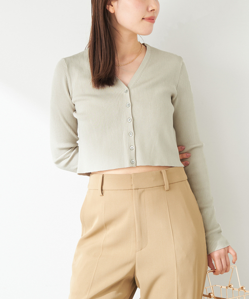 plage カーディガン V-Neck Cropped レディース : ZOZOTOWN