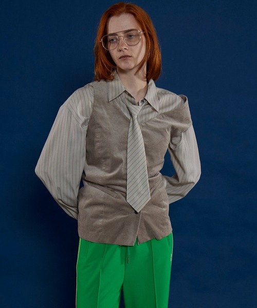 ベスト ジレ Corduroy Asymmetry Vest/コーデュロイアシンメトリーベストセットアップ対応 レディース | MAISON SPECIAL | 03