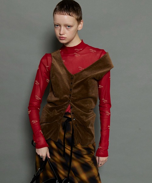 ベスト ジレ Corduroy Asymmetry Vest/コーデュロイアシンメトリーベスト「MAISON SPECIAL/メゾンスペシャル」セッ MAISON SPECIAL ベスト ジレ Corduroy Asymmetry Vest