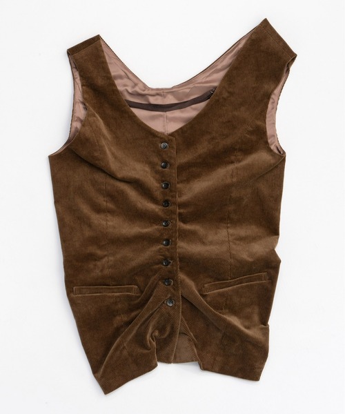 ベスト ジレ Corduroy Asymmetry Vest/コーデュロイアシンメトリーベストセットアップ対応 レディース | MAISON SPECIAL | 18