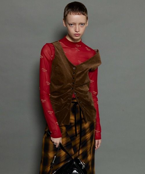 ベスト ジレ Corduroy Asymmetry Vest/コーデュロイアシンメトリーベストセットアップ対応 レディース | MAISON SPECIAL | 11