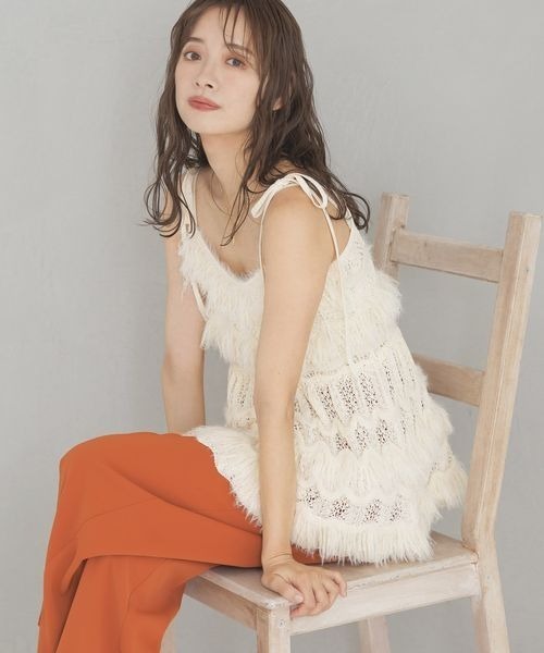 通販 公式サイト - 驚きの激安価格 mysty woman キャミソール フリンジニットキャミチュニック トップス