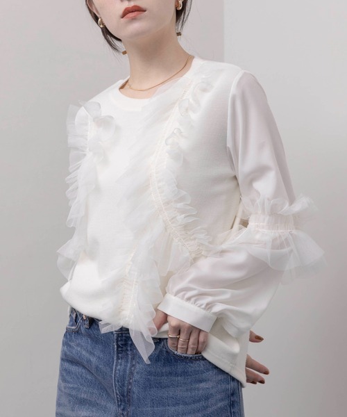 Eimee Law シャーリングフリルトップス レディース : ZOZOTOWN