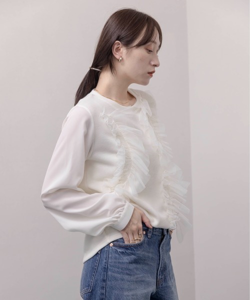 入荷now 口コミ Eimee Law シャーリングフリルトップス レディース : ZOZOTOWN トップス