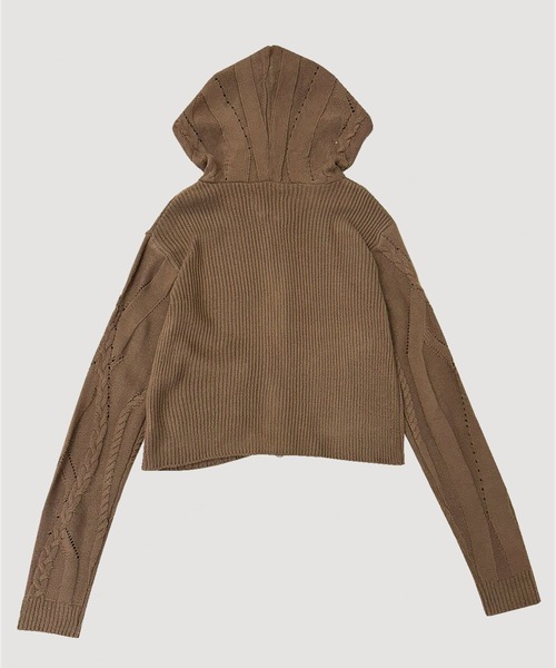 VIAVANDA パーカー DOUBLE ZIP KNIT HOODIE レディース