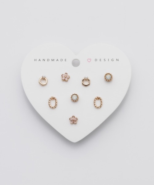 4°C ハート型ペンダントとピアスセット ciite' ピアス 4セット / pierce 4 set レディース : ZOZOTOWN