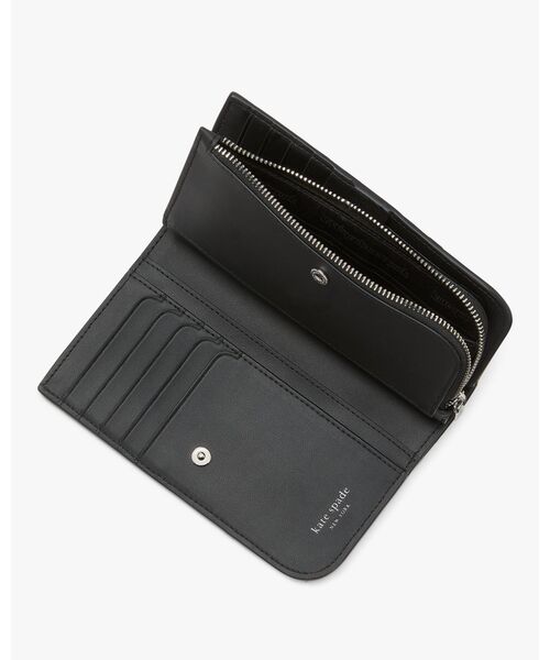 未使用のkate spade 黒ドット長財布 デヴィン スペース ドット ミディアム バイフォールド