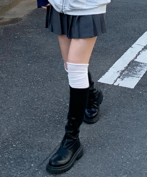 靴下 リブ切り替えニーハイソックス レディース : ZOZOTOWN Yahoo!店