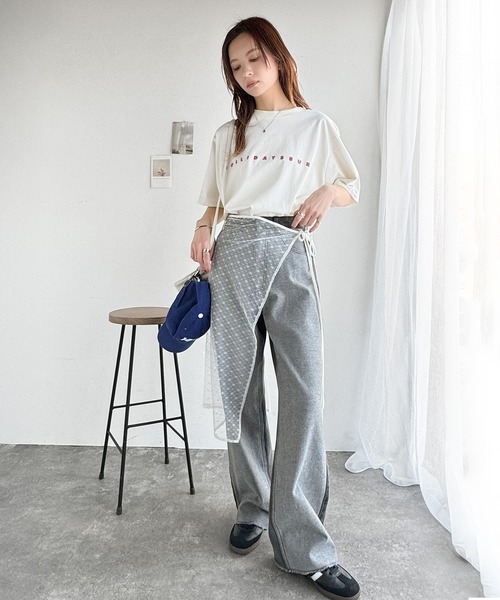 大人の肌魅せ。オープンショルダーシアーボイルシャツ[品番