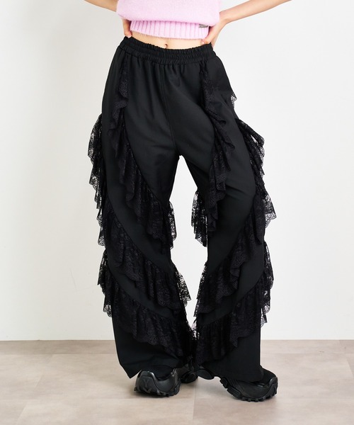 TYX noblesse レースラッフルパンツ パンツ レースラッフルワイドパンツ レディース : ZOZOTOWN Yahoo!店