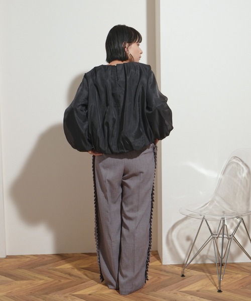 palm RICHE パンツ サイドタックフリンジフリルワイドパンツ