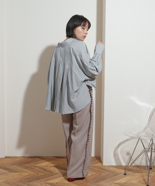 palm RICHE パンツ サイドタックフリンジフリルワイドパンツ