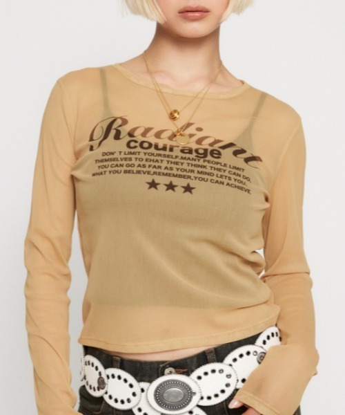 LAGUA GEM（ラグアジェム） tシャツ SHEER LOGO PRINT トップス