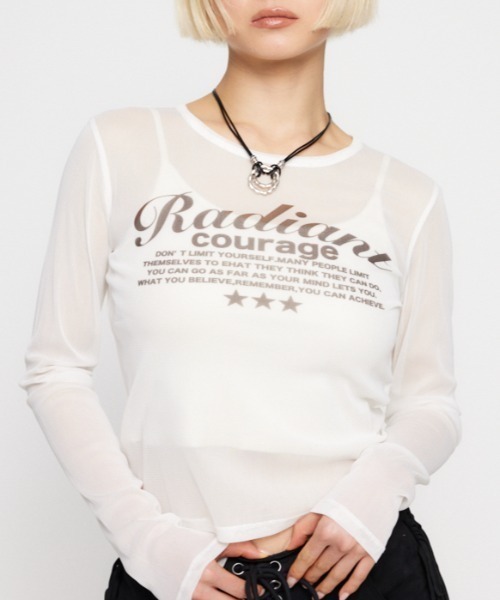 LAGUA GEM（ラグアジェム） tシャツ SHEER LOGO PRINT トップス