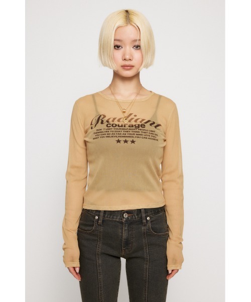 LAGUA GEM（ラグアジェム） tシャツ SHEER LOGO PRINT トップス