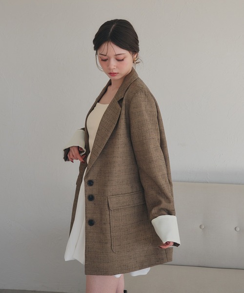 fupel ジャケット テーラードジャケット spring tweed tailored jaket