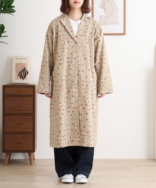Emago（イマゴ） トレンチコート コート ミニフラワー総柄刺繍トレンチ