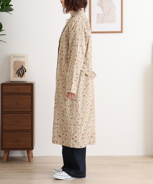 Emago（イマゴ） トレンチコート コート ミニフラワー総柄刺繍トレンチ