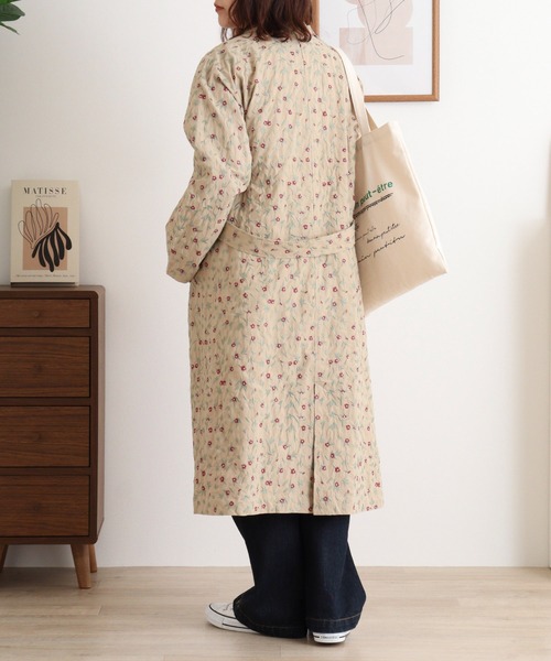 Emago（イマゴ） トレンチコート コート ミニフラワー総柄刺繍トレンチ
