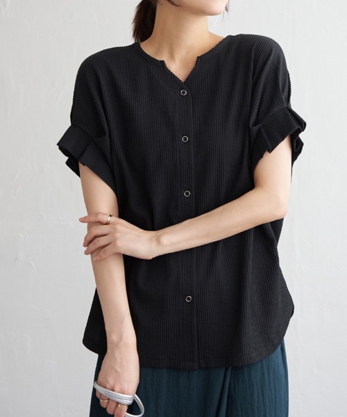 トップス isikawai ikka（イッカ） tシャツ シアサッカー2WAY袖タックプルオーバー