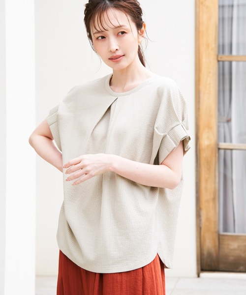 トップス isikawai ikka（イッカ） tシャツ シアサッカー2WAY袖タックプルオーバー