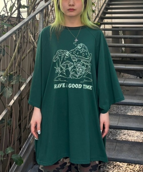 tシャツ MUSHROOM TWINS OVER SIZE RAGLAN トップス レディース メンズ