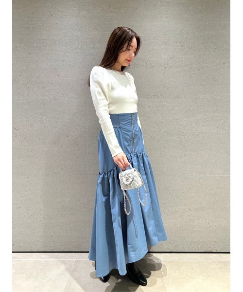 SNIDEL ホワイトベージュニット SNIDEL（スナイデル）の「2Wayホックリブニット（ニット