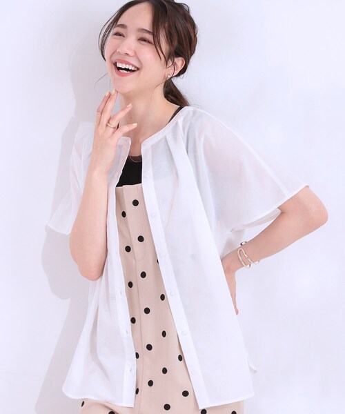シャツ/ブラウス(半袖/袖なし) LITER chou fril blouse SHOO・LA・RUE（シューラルー） ブラウス シャツ 「洗える/S-LL/UV