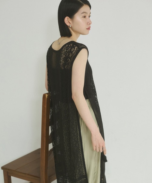 レースレイヤードノースリーブマキシワンピ hunch ワンピース レースレイヤード ノースリーブ : ZOZOTOWN