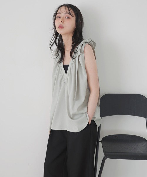 りぼん 2点 LIAN ブラウス シャツ 2WAYショルダーリボントップス レディース