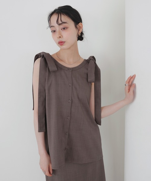 ブラウス シャツ 2wayリボントップス レディース LIAN ブラウス シャツ 2WAYショルダーリボントップス レディース
