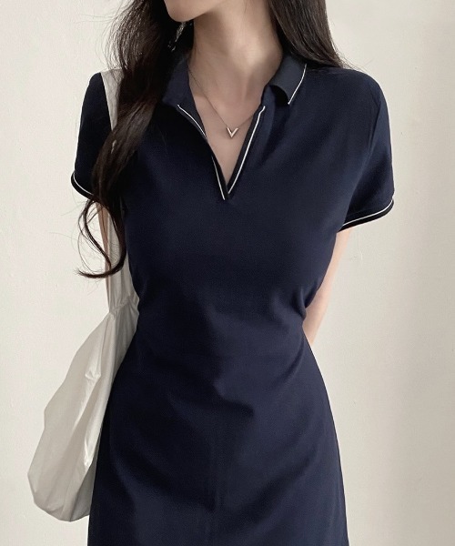ワンピース POLO DRESS FREE STYLISTS ワンピース YUGA_YGMC V-neck polo dress