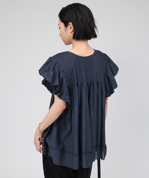 BABYLONE ペーパーフレンチ袖プルオーバー　チャコール BABYLONE tシャツ ペーパーフレンチ袖プルオーバー レディース