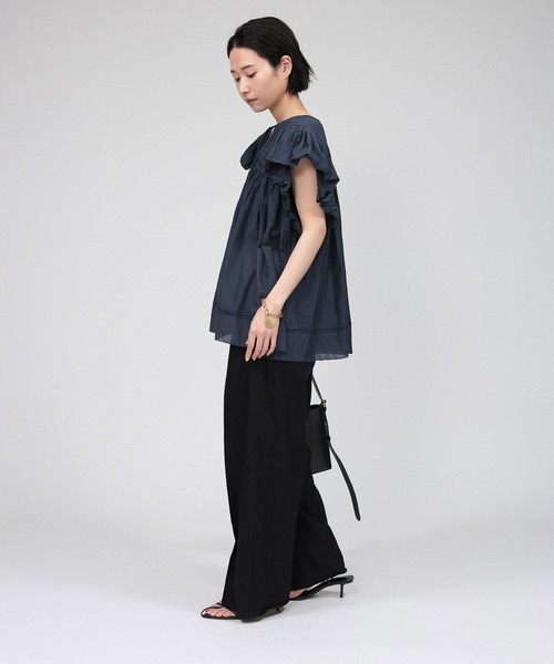 BABYLONE ペーパーフレンチ袖プルオーバー　チャコール BABYLONE｜ペーパーフレンチ袖プルオーバー | Rakuten Fashion