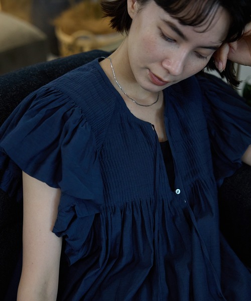 BABYLONE tシャツ フレンチスリーブタックプルオーバー