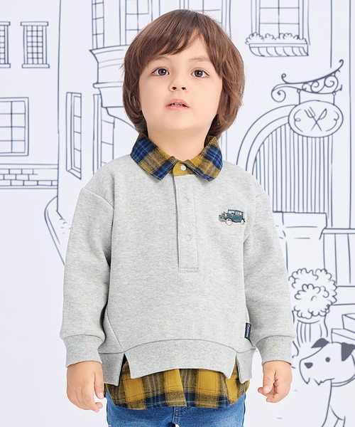 Combi mini トレーナー カノコ裏起毛襟付きBIGトレーナー キッズ 子供