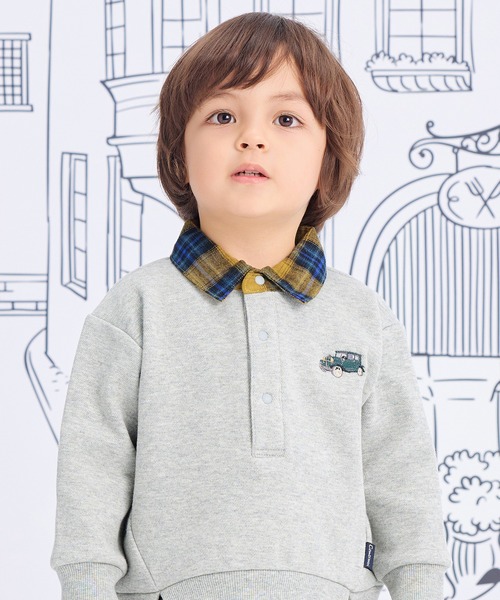 Combi mini トレーナー カノコ裏起毛襟付きBIGトレーナー キッズ 子供