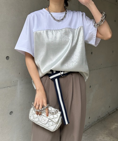 「DouDou」 半袖Tシャツ FREE オフホワイト レディース