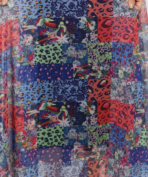 スカラー ScoLar 花・ヒョウ柄 2柄展開レースカーディガン （オレンジ） スカラー ScoLar 花・ヒョウ柄 2柄展開レースカーディガン