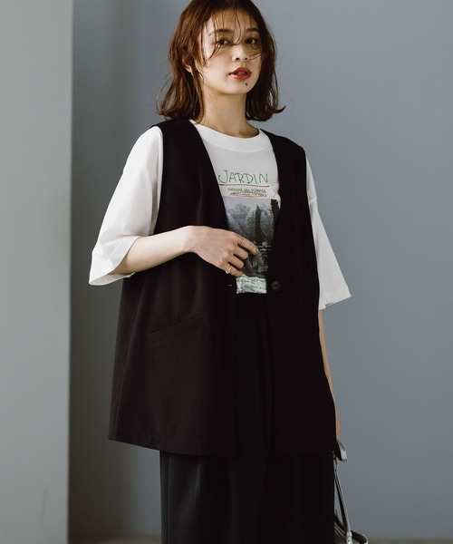 ベスト ジレ リネンライクショートジレ「日本製」 レディース Sirin ベスト ジレ リネンライクショートジレ「日本製