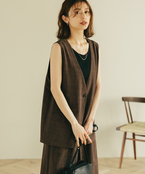 ベスト ジレ リネンライクジレ レディース studio CLIP ベスト ジレ 「WEB限定」リネンライクジレ