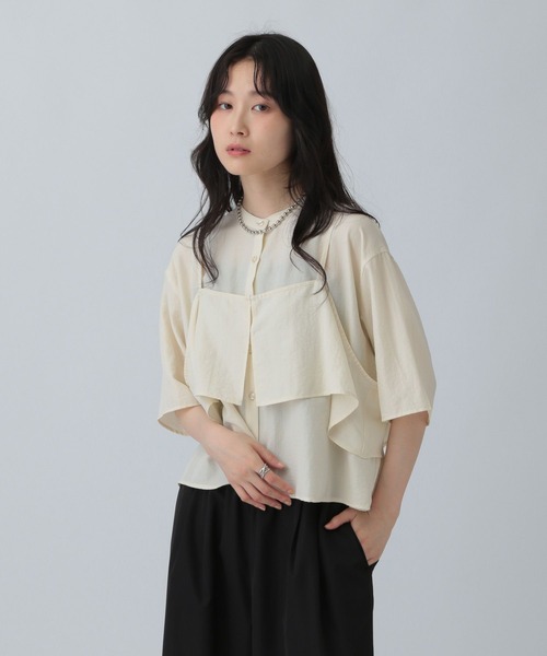 ブラウス シャツ キャミレイヤード5分袖シャツ　575324 レディース LEPSIM ブラウス シャツ キャミレイヤード5分袖シャツ 575324