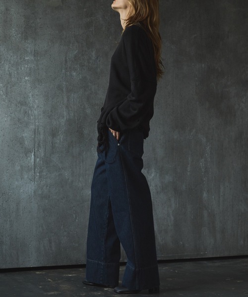 「CIASENSE」 加工デニムパンツ L ブラック メンズ