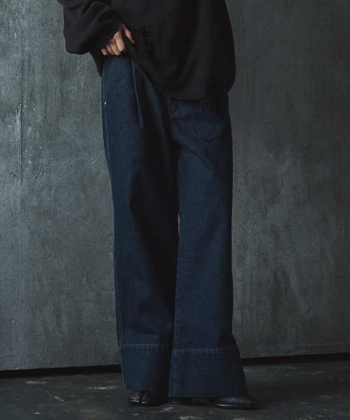 「CIASENSE」 加工デニムパンツ L ブラック メンズ